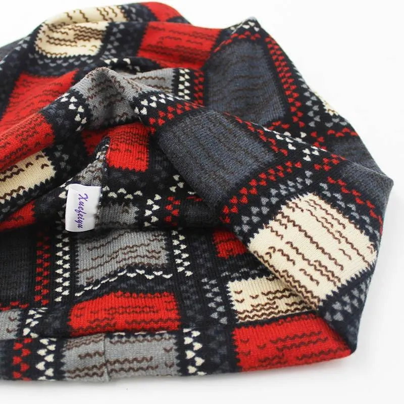 Patchwork Print Beanie Hat