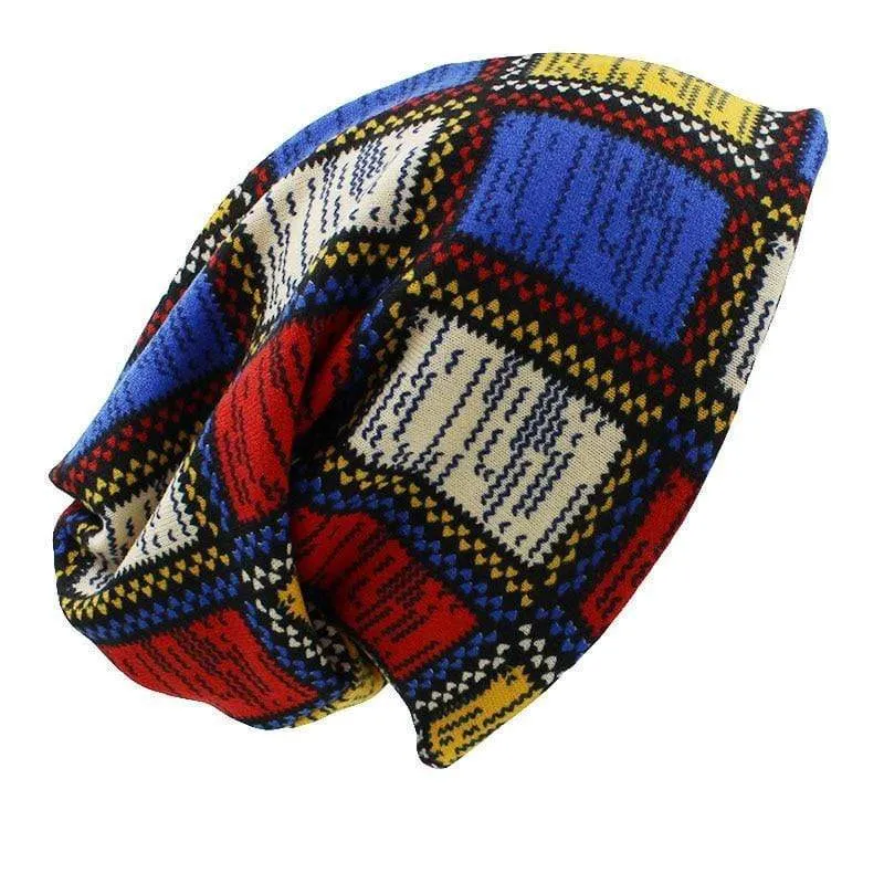 Patchwork Print Beanie Hat