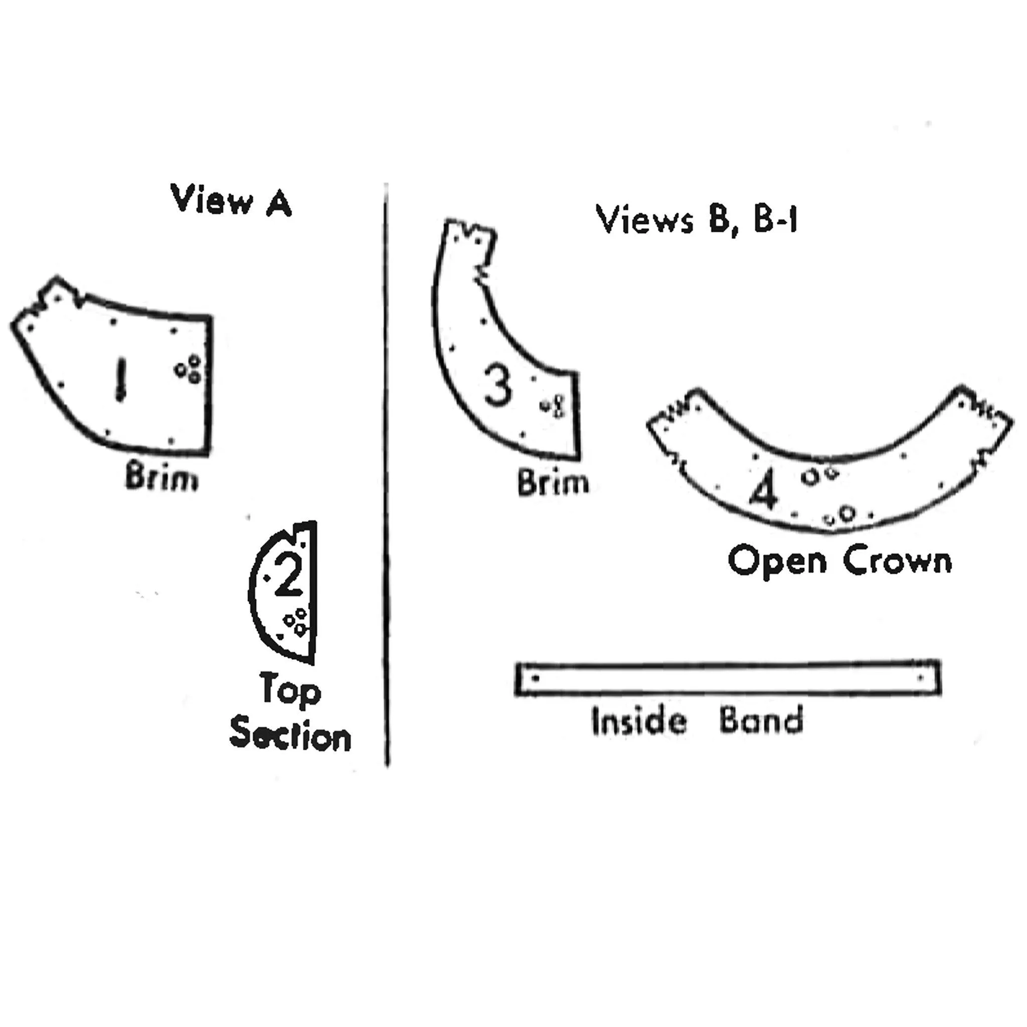 PDF - 1940s Pattern, Set of Hats & Bonnets -  Hat 21"(53cm) - Instantly Print at Home
