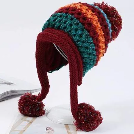 Pompom Colorful Beanie Hat