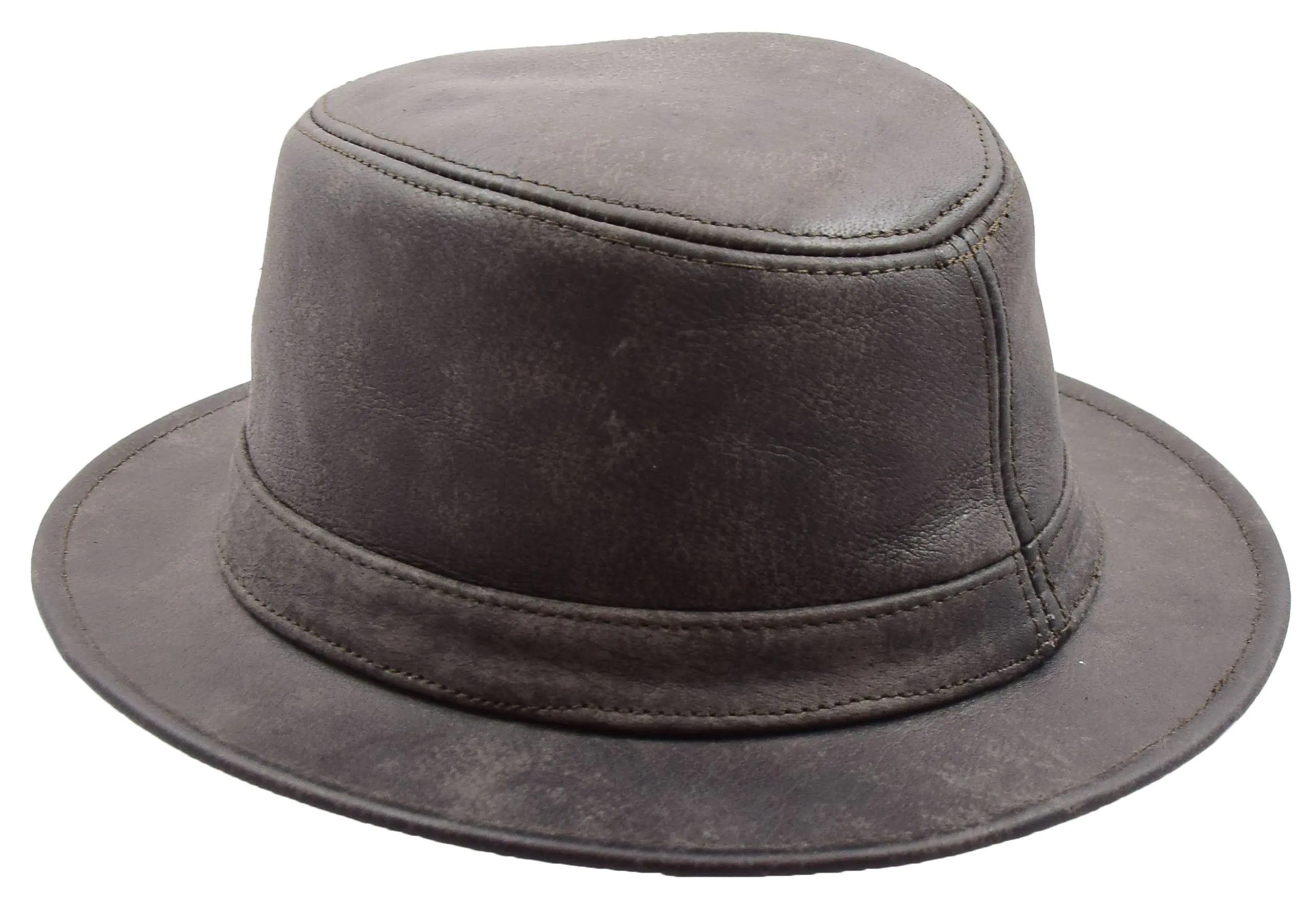 Real Leather Trilby Hat Soft Lightweight HL004 Brown