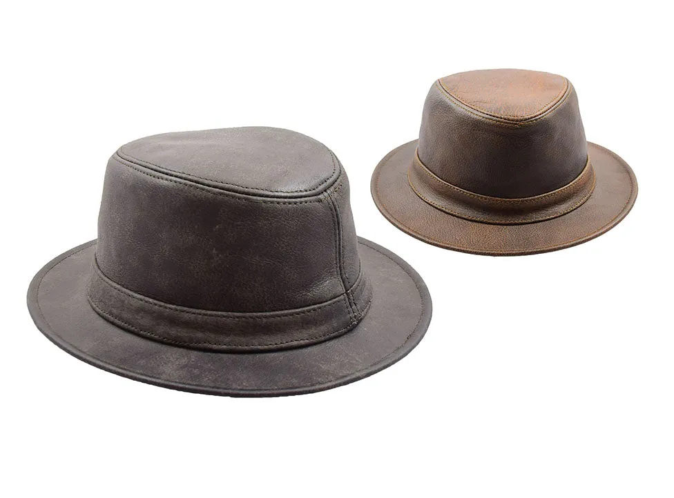 Real Leather Trilby Hat Soft Lightweight HL004 Reddish Brown