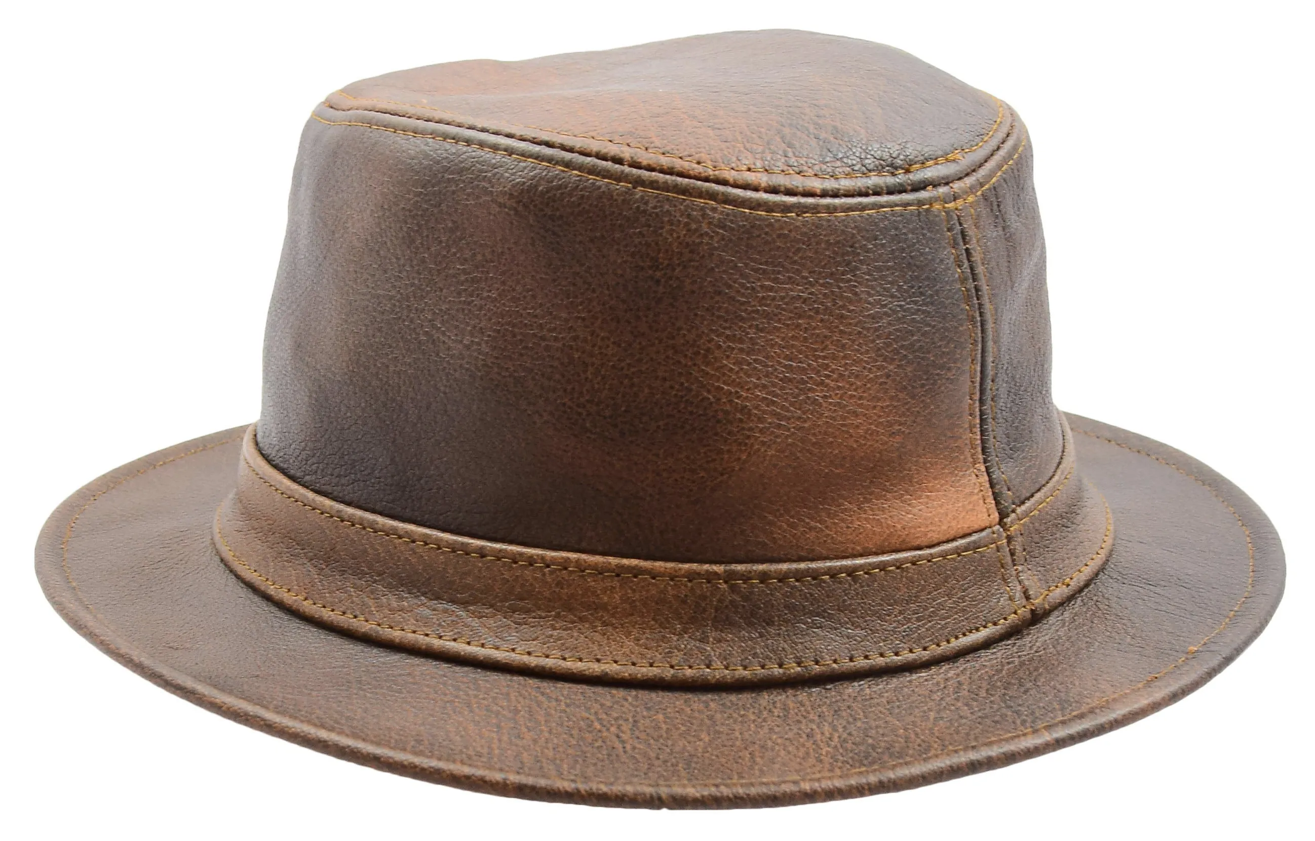 Real Leather Trilby Hat Soft Lightweight HL004 Reddish Brown