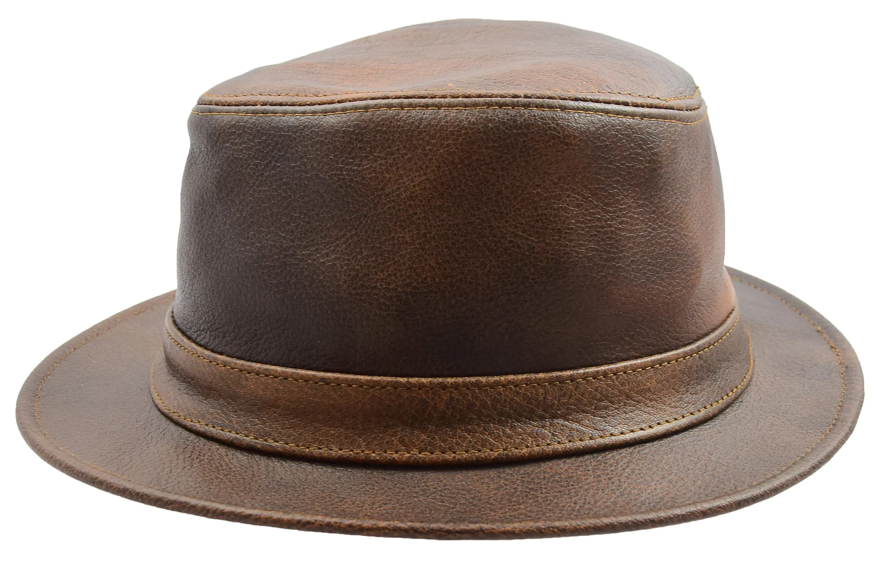 Real Leather Trilby Hat Soft Lightweight HL004 Reddish Brown