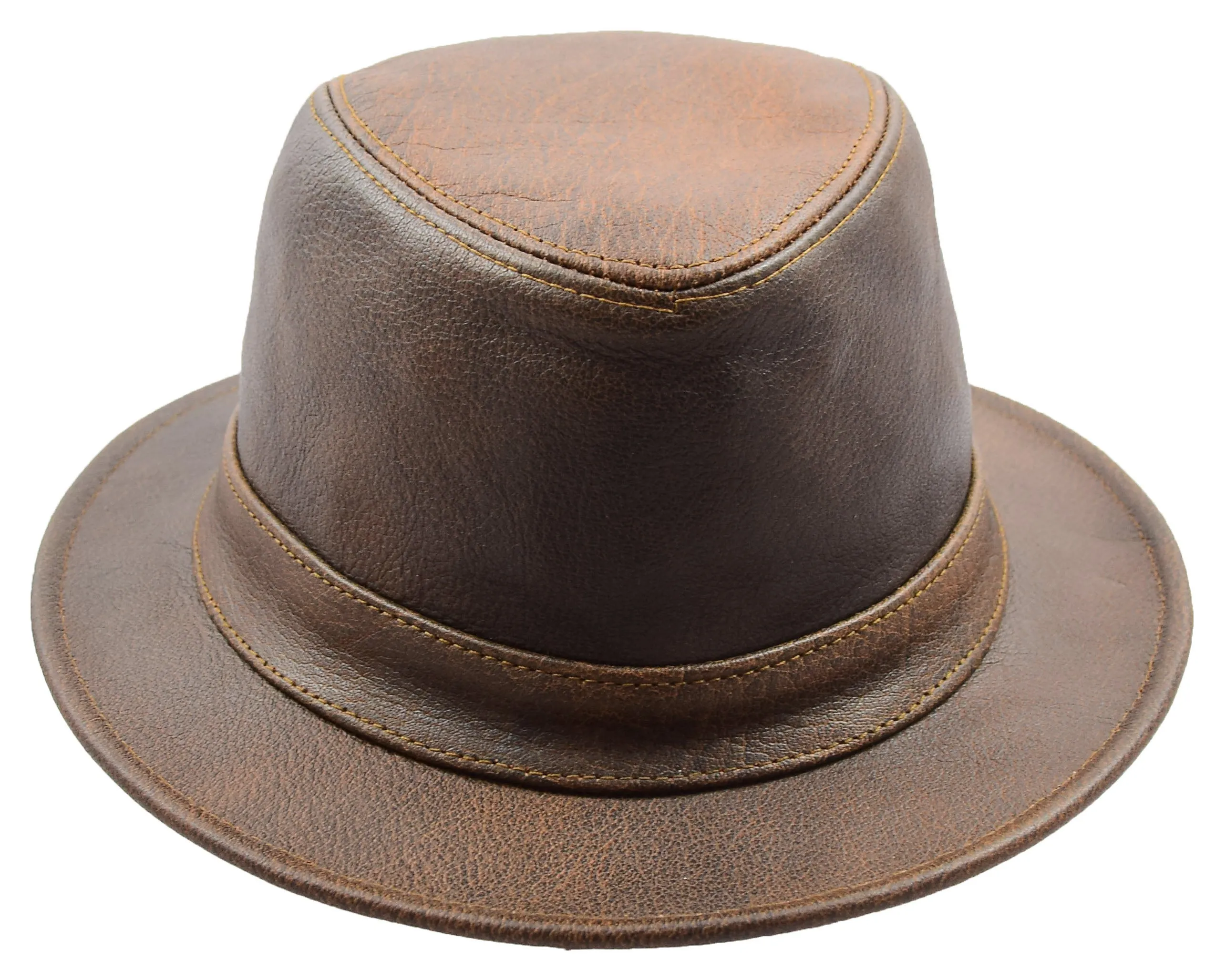 Real Leather Trilby Hat Soft Lightweight HL004 Reddish Brown