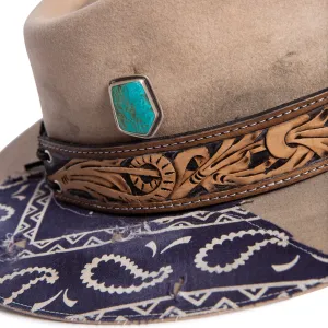 Revolver Fedora Cowboy Hat with Turquoise & Silver - Men's Western Accessories