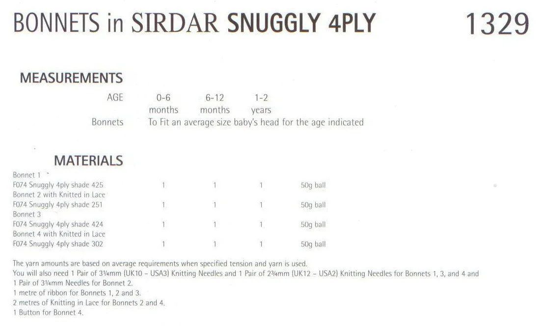 SIRDAR LEAFLET 1329