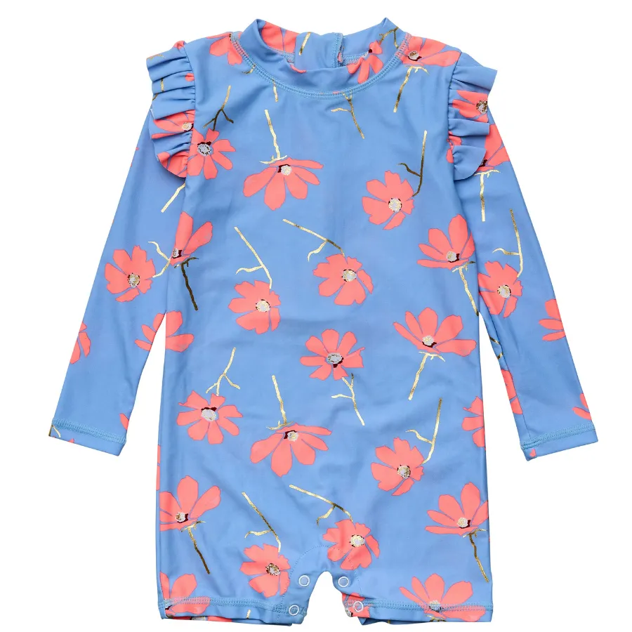 Snapper Rock Beach Bloom Long Sleeve Sunsuit G70816L - Blue