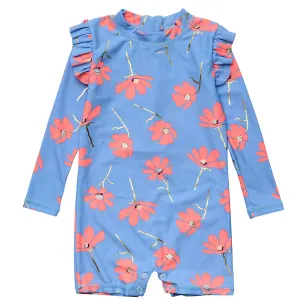 Snapper Rock Beach Bloom Long Sleeve Sunsuit G70816L - Blue