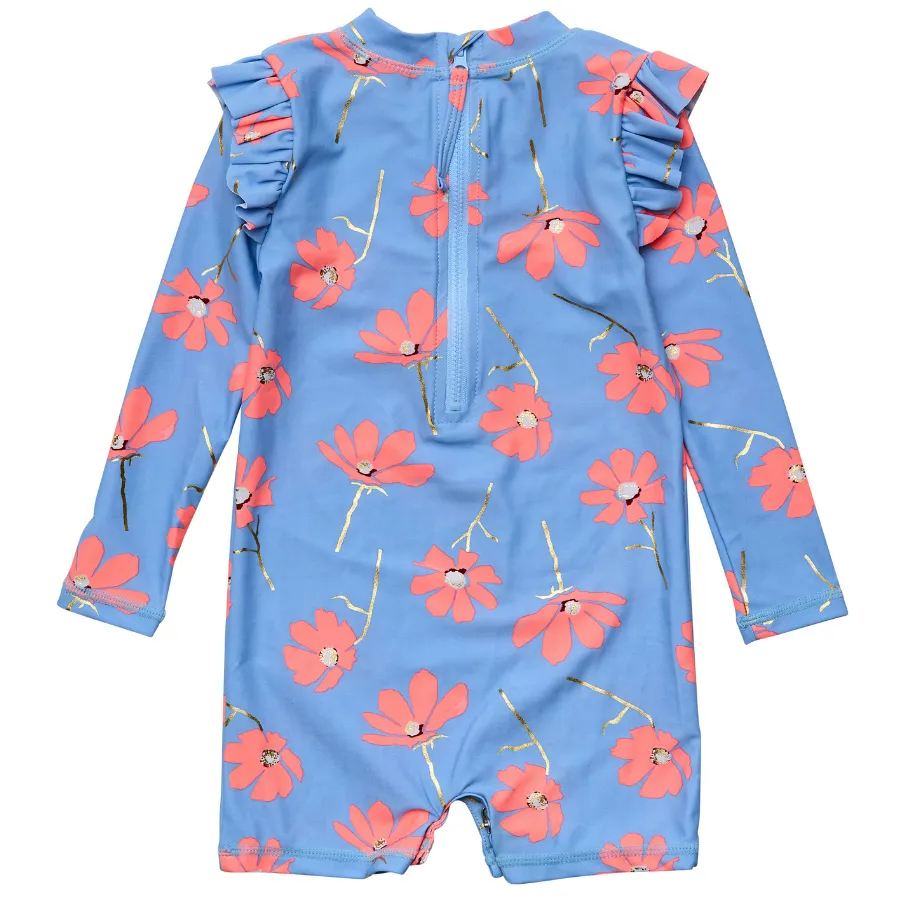 Snapper Rock Beach Bloom Long Sleeve Sunsuit G70816L - Blue