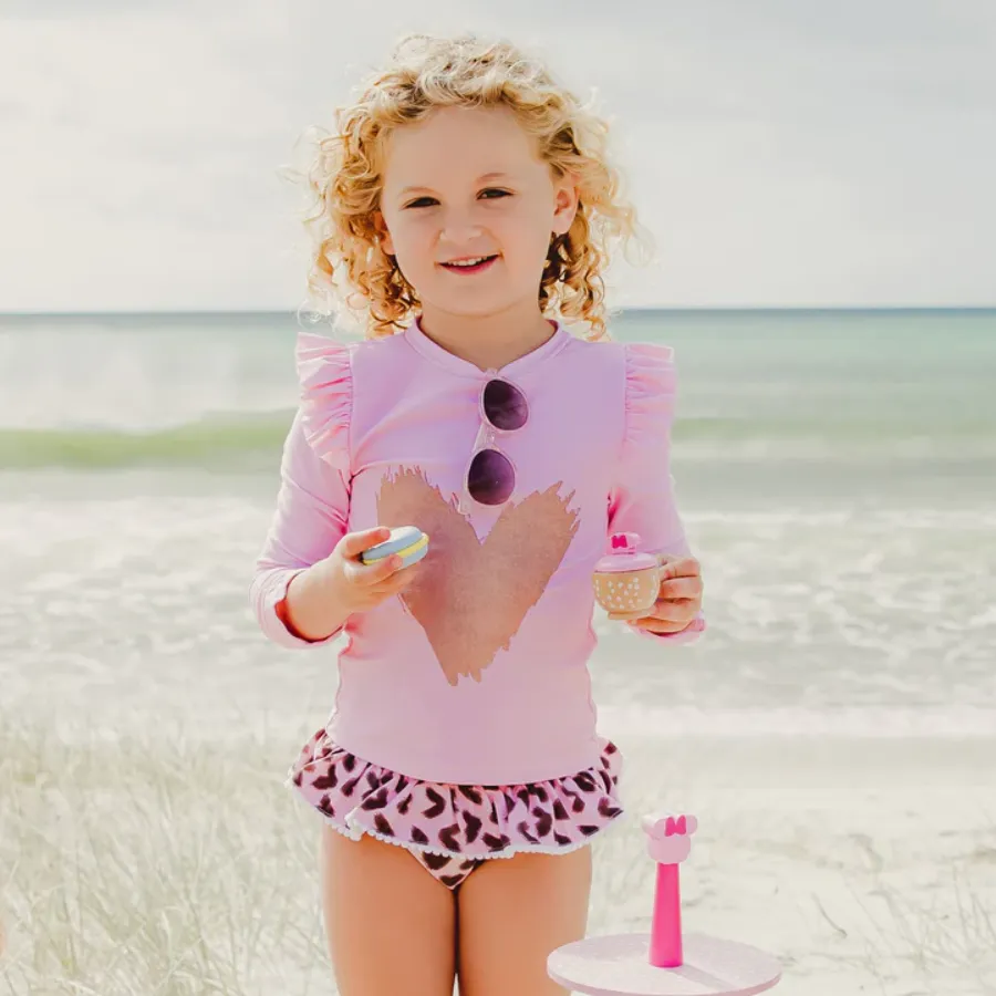 Snapper Rock Wild Love Long Sleeve Ruffle Set G52015L - Pink