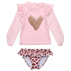 Snapper Rock Wild Love Long Sleeve Ruffle Set G52015L - Pink