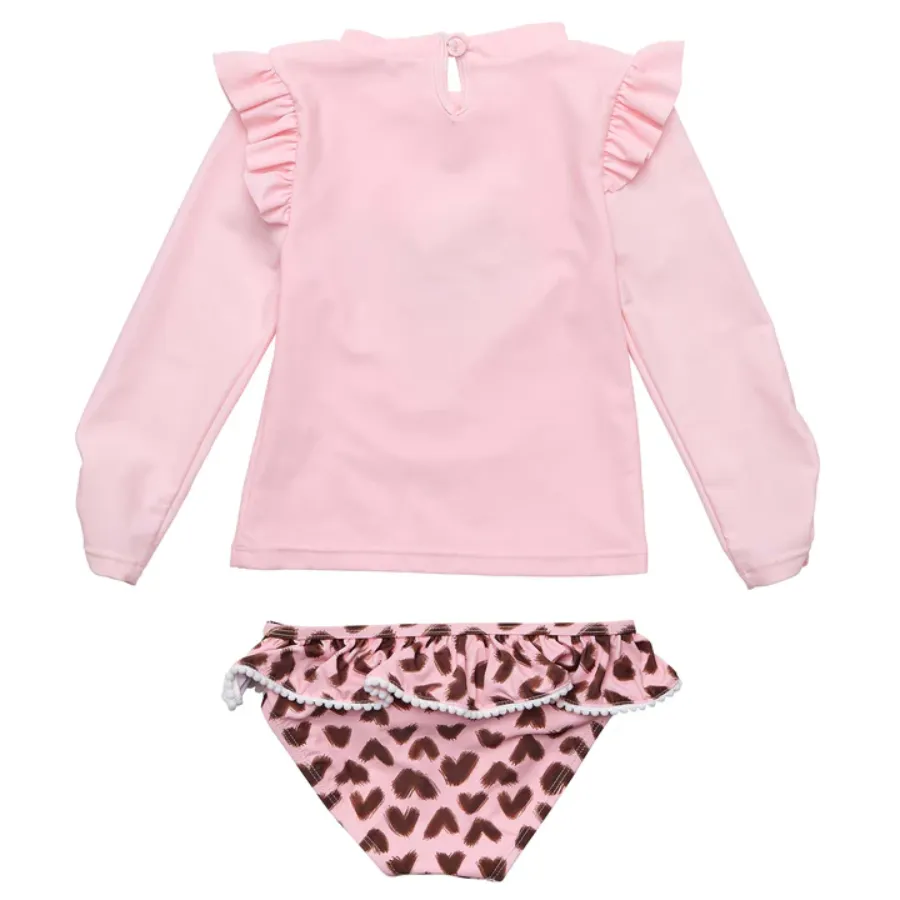 Snapper Rock Wild Love Long Sleeve Ruffle Set G52015L - Pink