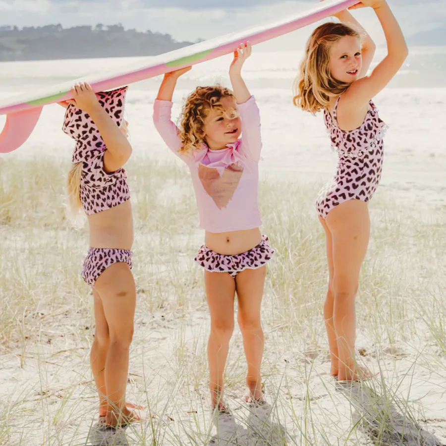 Snapper Rock Wild Love Long Sleeve Ruffle Set G52015L - Pink