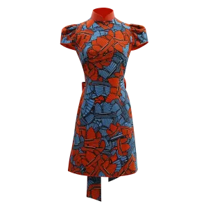 SPARKLE BY KAREN CHAN x  HK Heritage Museum【JUNK PARTY】100% Silk Cheongsam (Puff Sleeve) (香港經典) (帆船)(紅白藍)