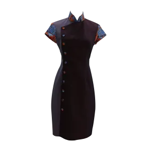 SPARKLE BY KAREN CHAN x  HK Heritage Museum【JUNK PARTY】Eco-Denim Cheongsam (Cap Sleeve / Regular Fit) (紅白藍)