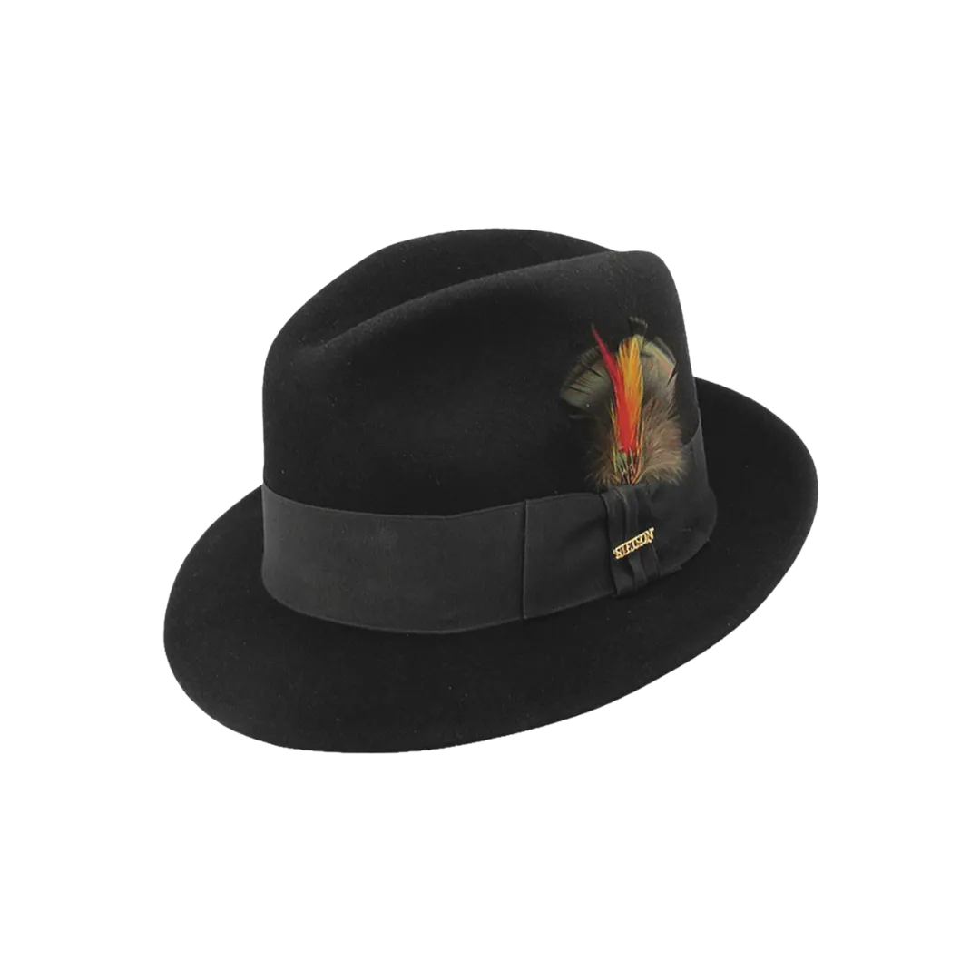 Stetson Hats Frederick Black Wool Felt Fedora Hat