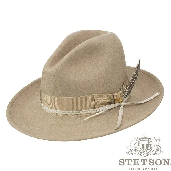 Stetson McCrea Western Wool Hat - in Mushroom with Feather