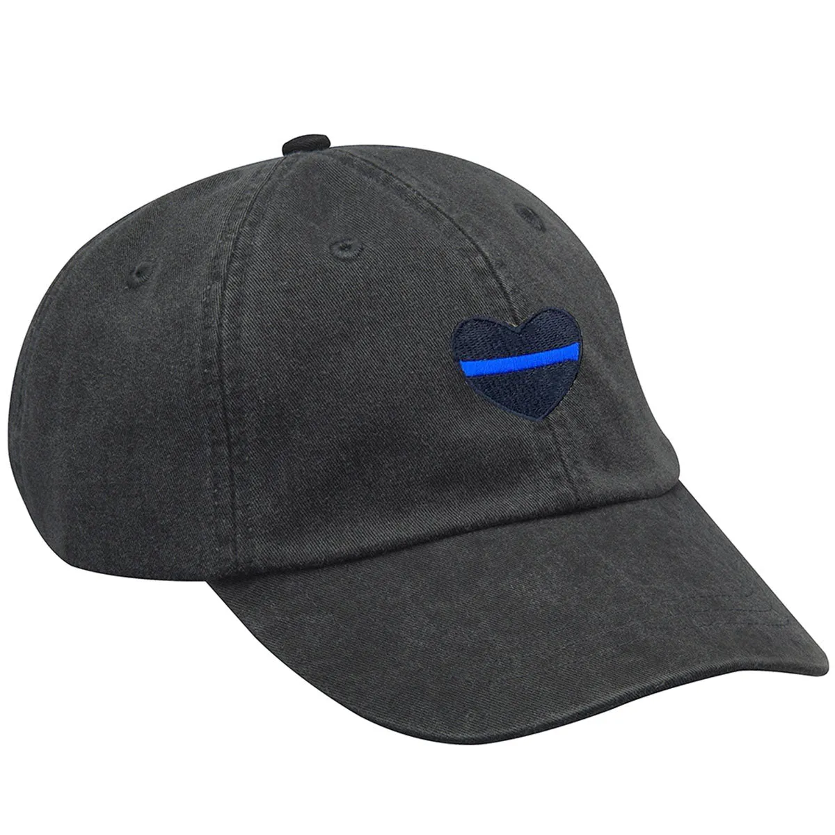 Thin Blue Line Heart Embroidered Baseball Cap