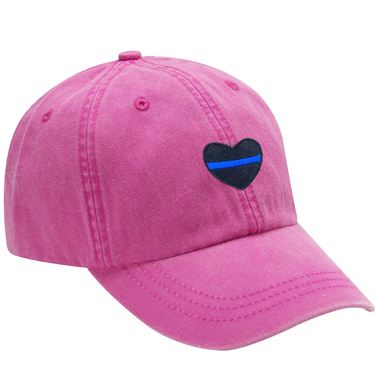 Thin Blue Line Heart Embroidered Baseball Cap