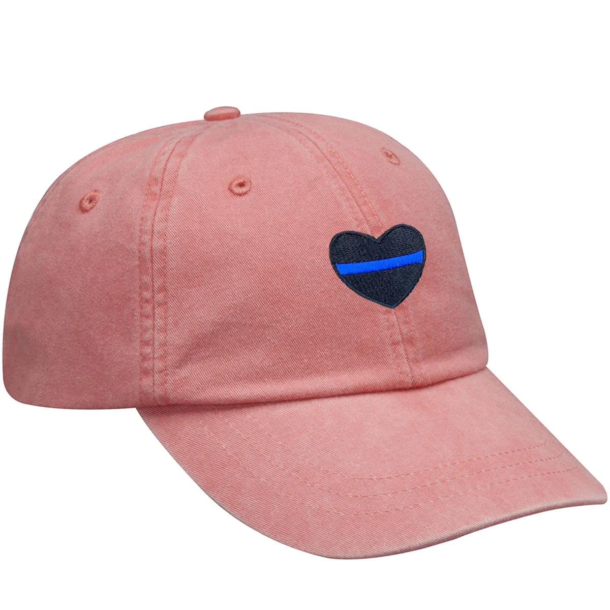 Thin Blue Line Heart Embroidered Baseball Cap