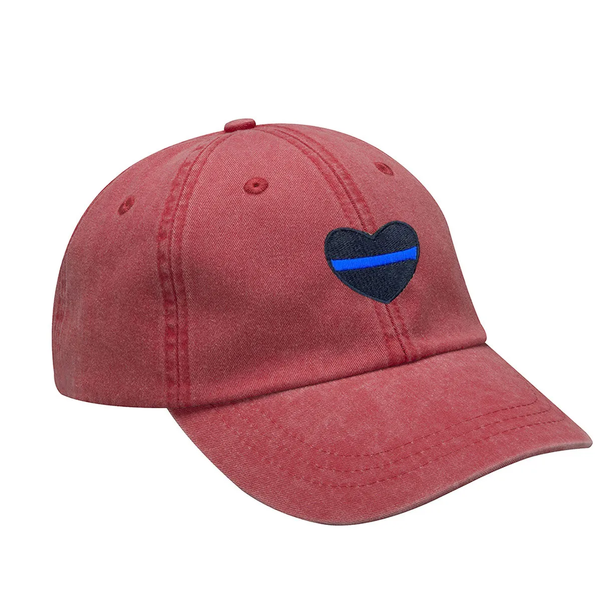 Thin Blue Line Heart Embroidered Baseball Cap