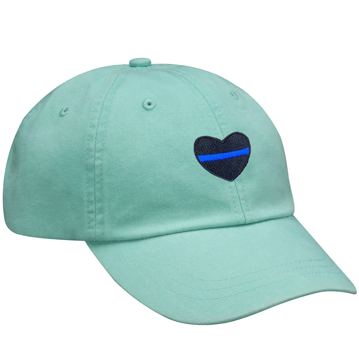 Thin Blue Line Heart Embroidered Baseball Cap