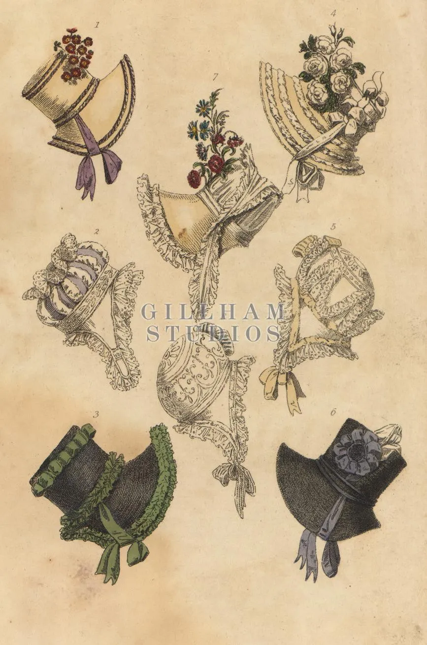 Victorian bonnets of various styles