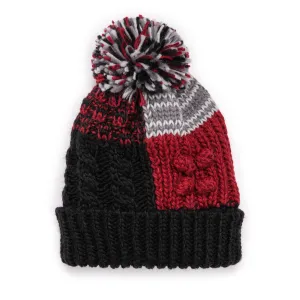 Women's Patchwork Pom Cuff Cap