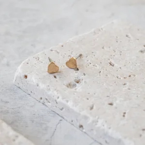Worn Gold Heart Studs